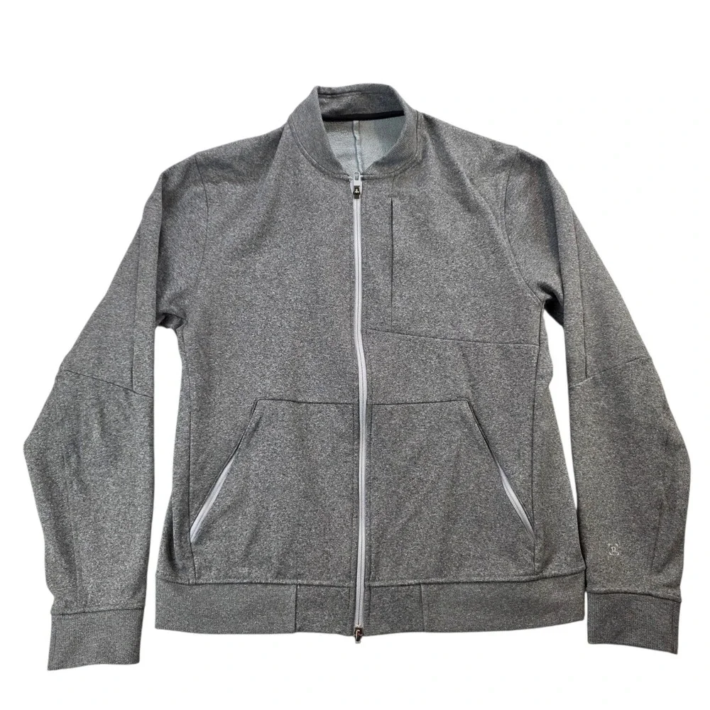 Lululemon Men's City Sweat Bomber Thermo Heathered Light Cast Grey‎ Full Zip Lg